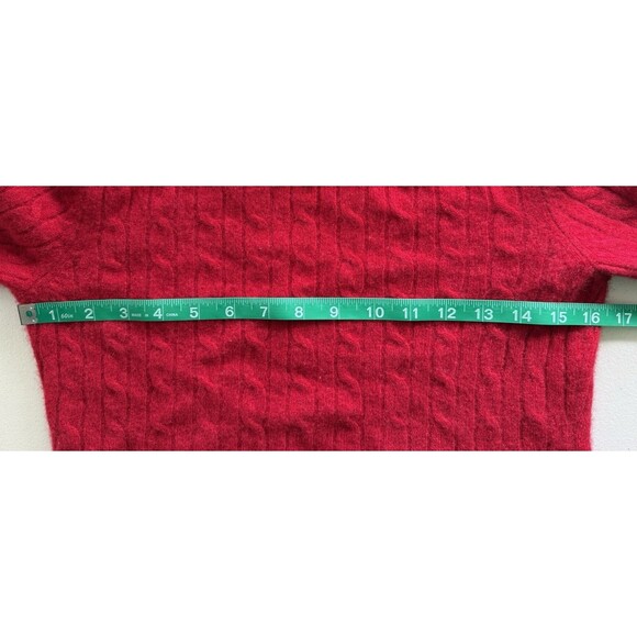 Peck &Peck Women's 100% Cashmere Red Cable Knit Sweater Quiet Luxury Timeless Sm - Picture 7 of 8